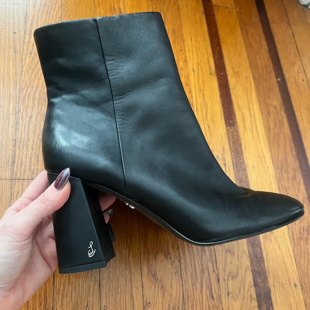 Sam Edelman Daria black leather boot bootie 8.5 block heel